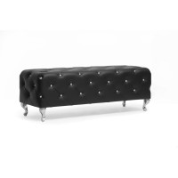 Baxton Studio Bbt5119-Black-Bench Stella Crystal Tufted Black Modern Bench